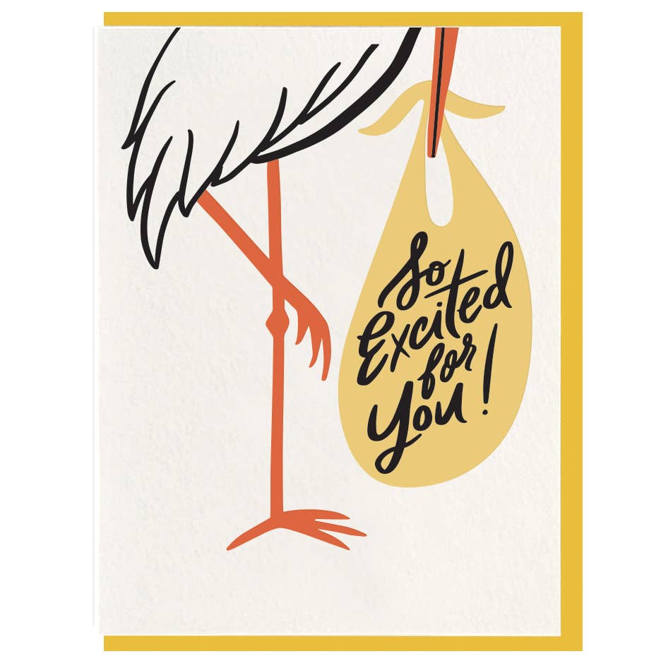 Stork Letterpress Baby Greeting Card