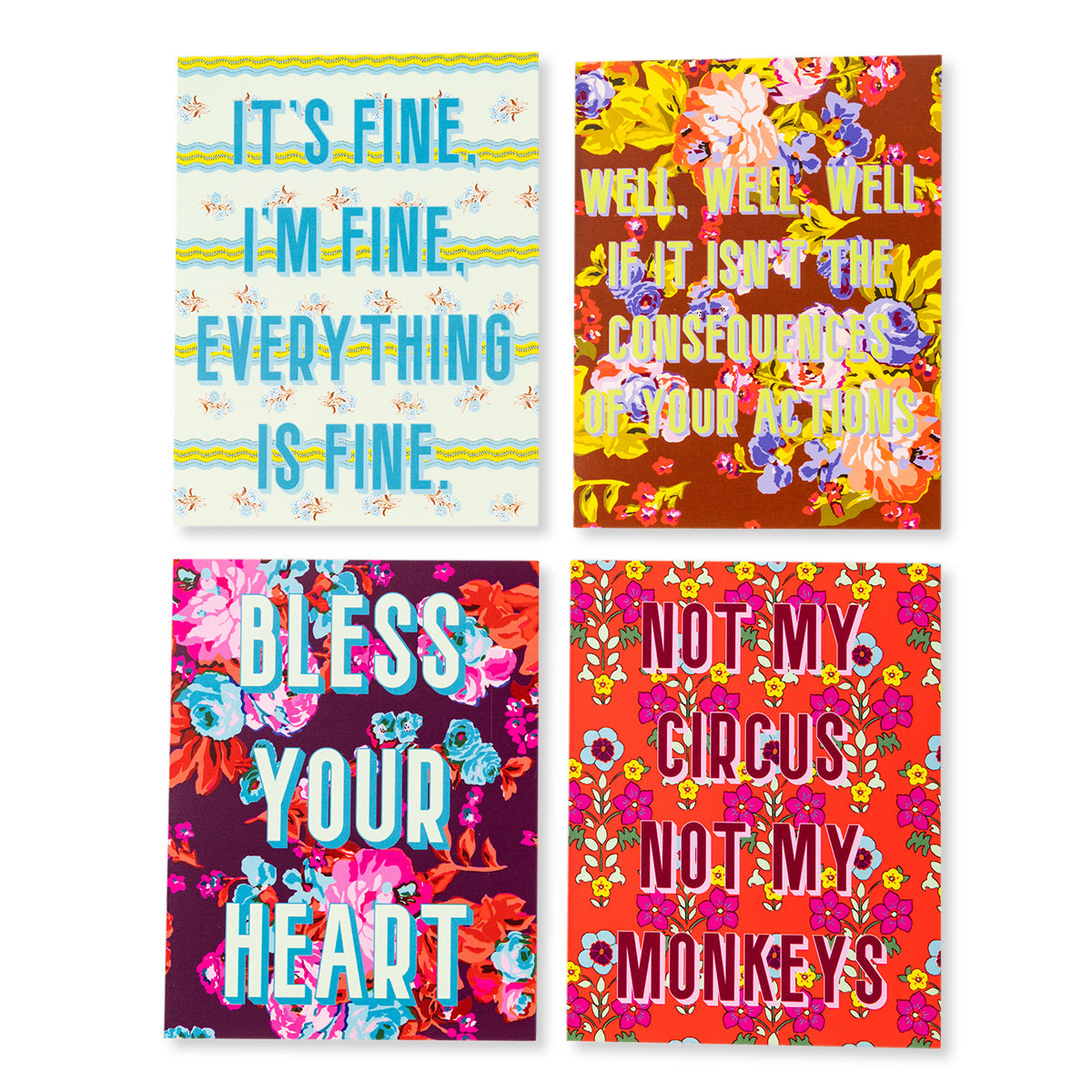 Stripe Floral Boxed Greeting Card Set of 8