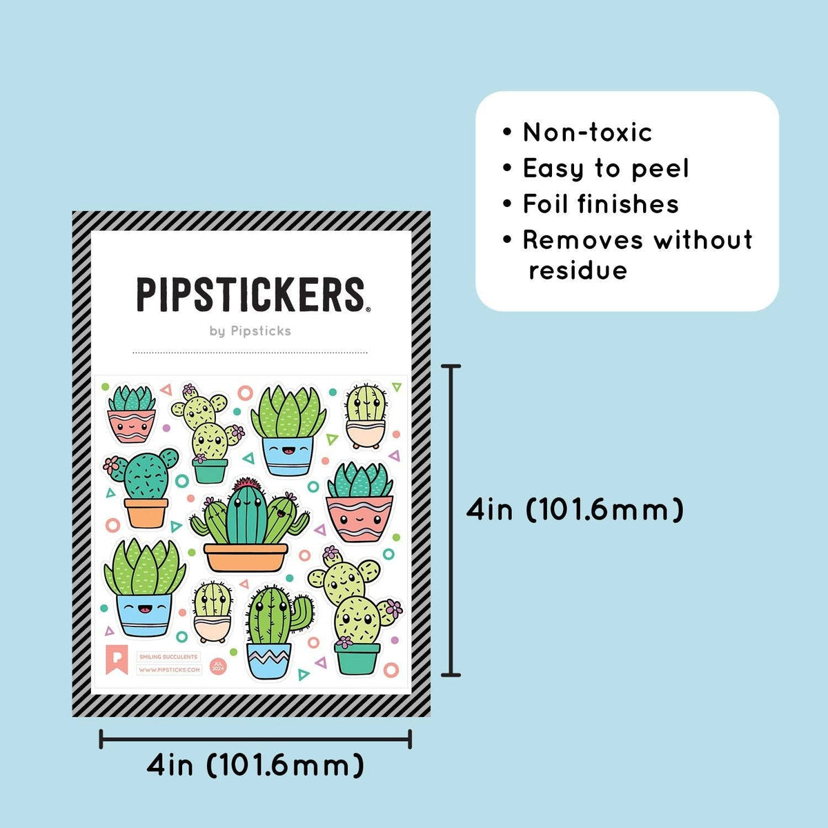 Smiling Succulents Holographic Sticker Sheet