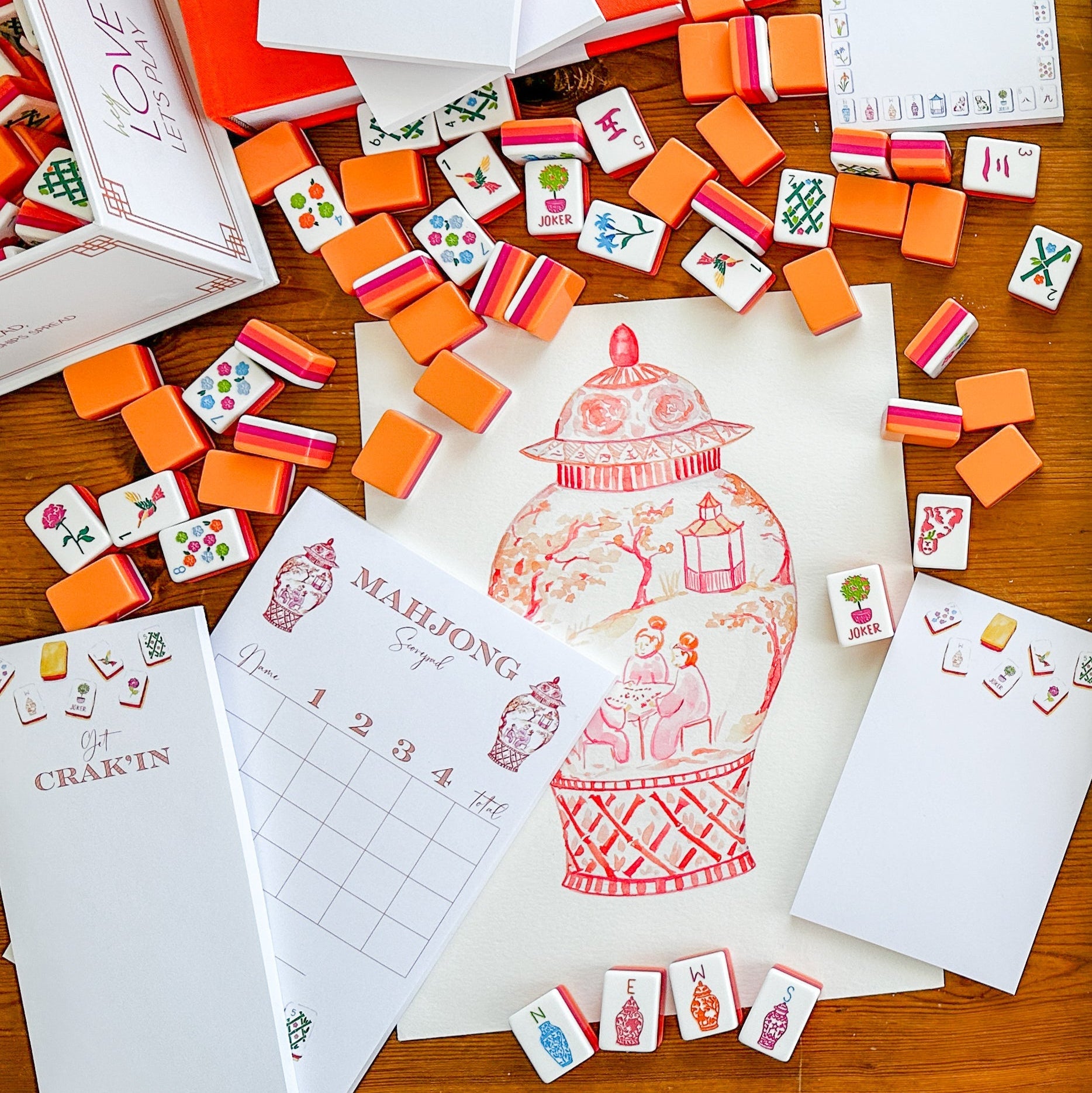 Sunset Mahjong Tiles Border Notepad