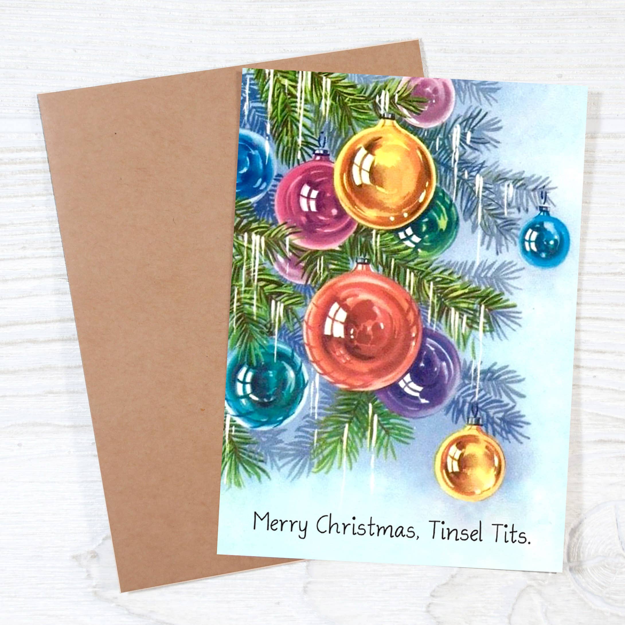 Merry Christmas Tinsel Tits Funny Holiday Card