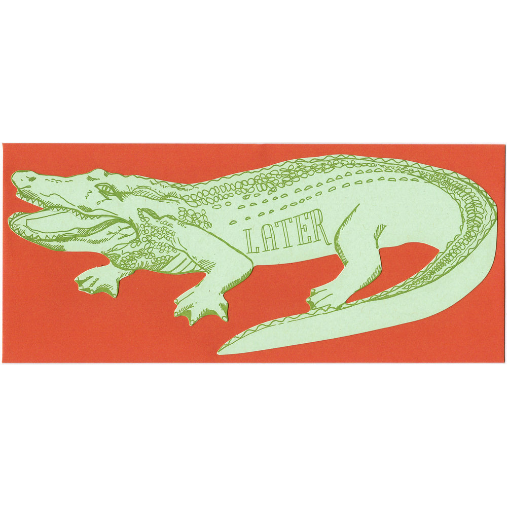 Letterpress Later Alligator Die Cut Gift Card