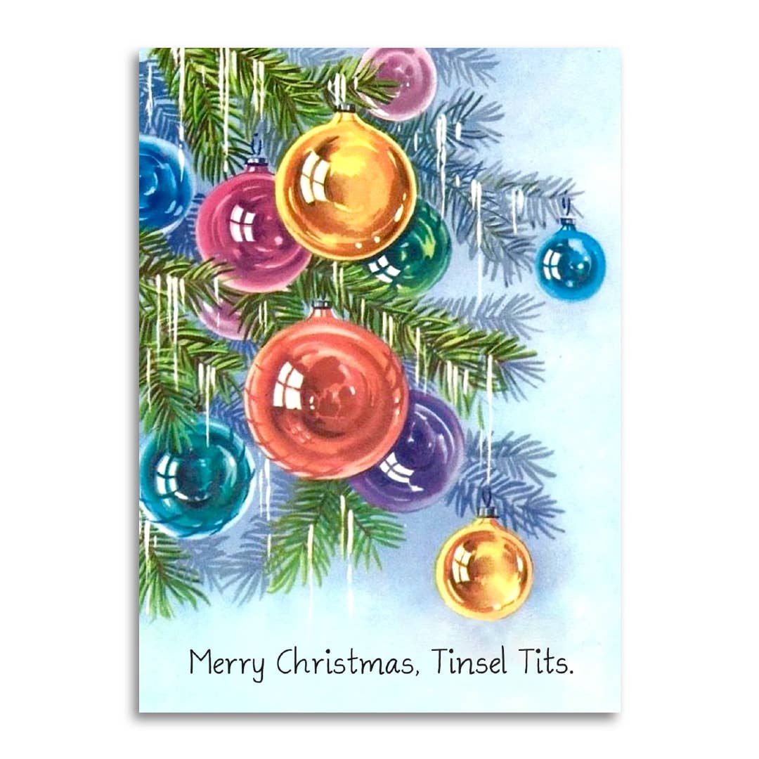 Merry Christmas Tinsel Tits Funny Holiday Card