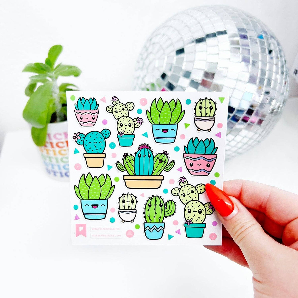Smiling Succulents Holographic Sticker Sheet