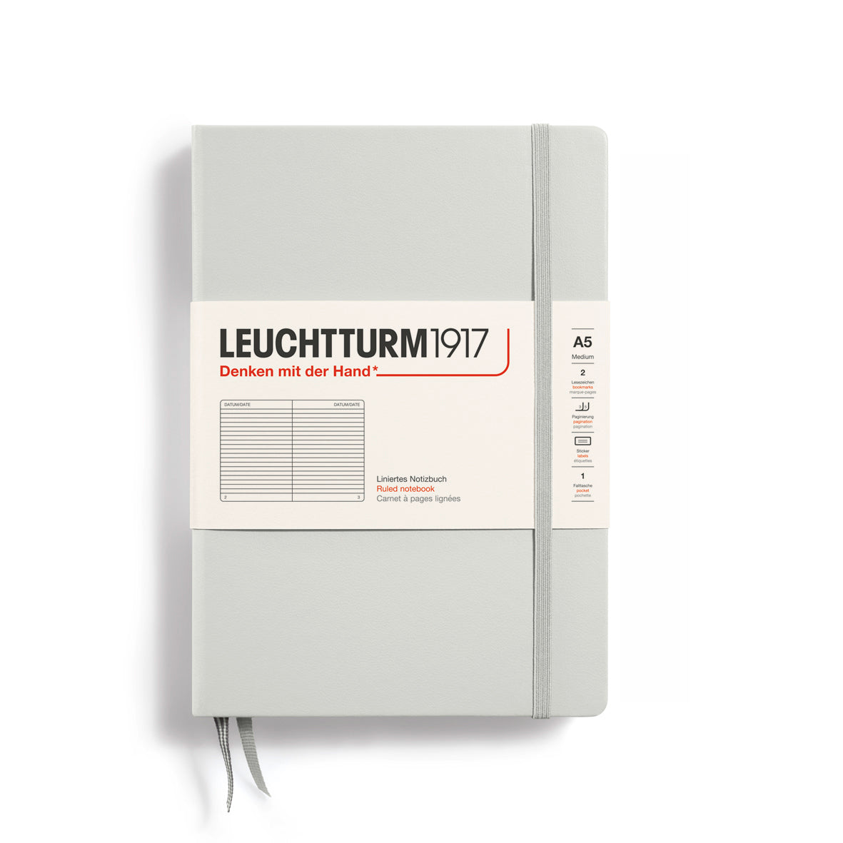 Medium (A5) Hardcover Notebook - Light Grey - Bosc Paper Supply Co.