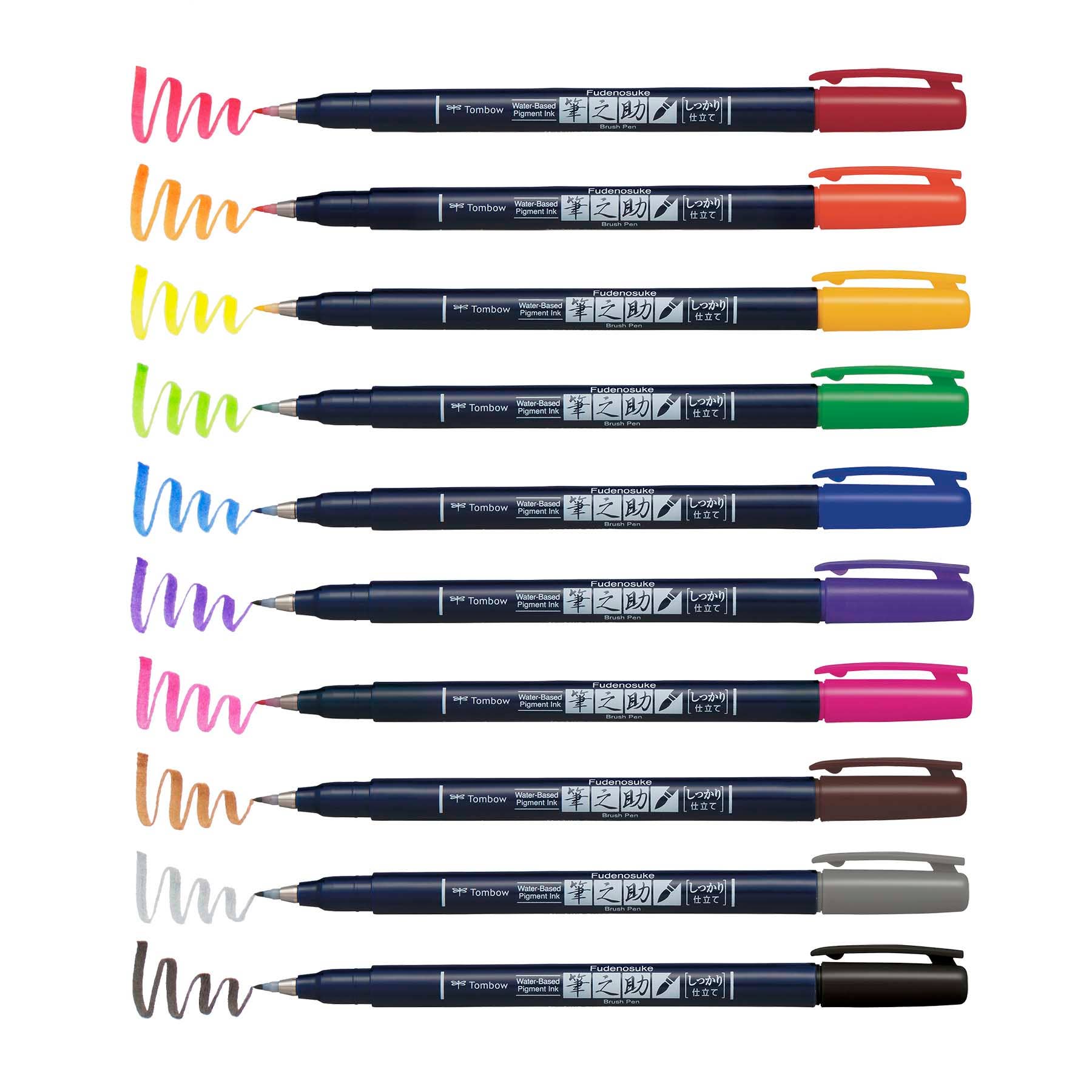 Fudenosuke Colors Calligraphy Brush Pens - 10-Pack - Bosc Paper Supply Co.