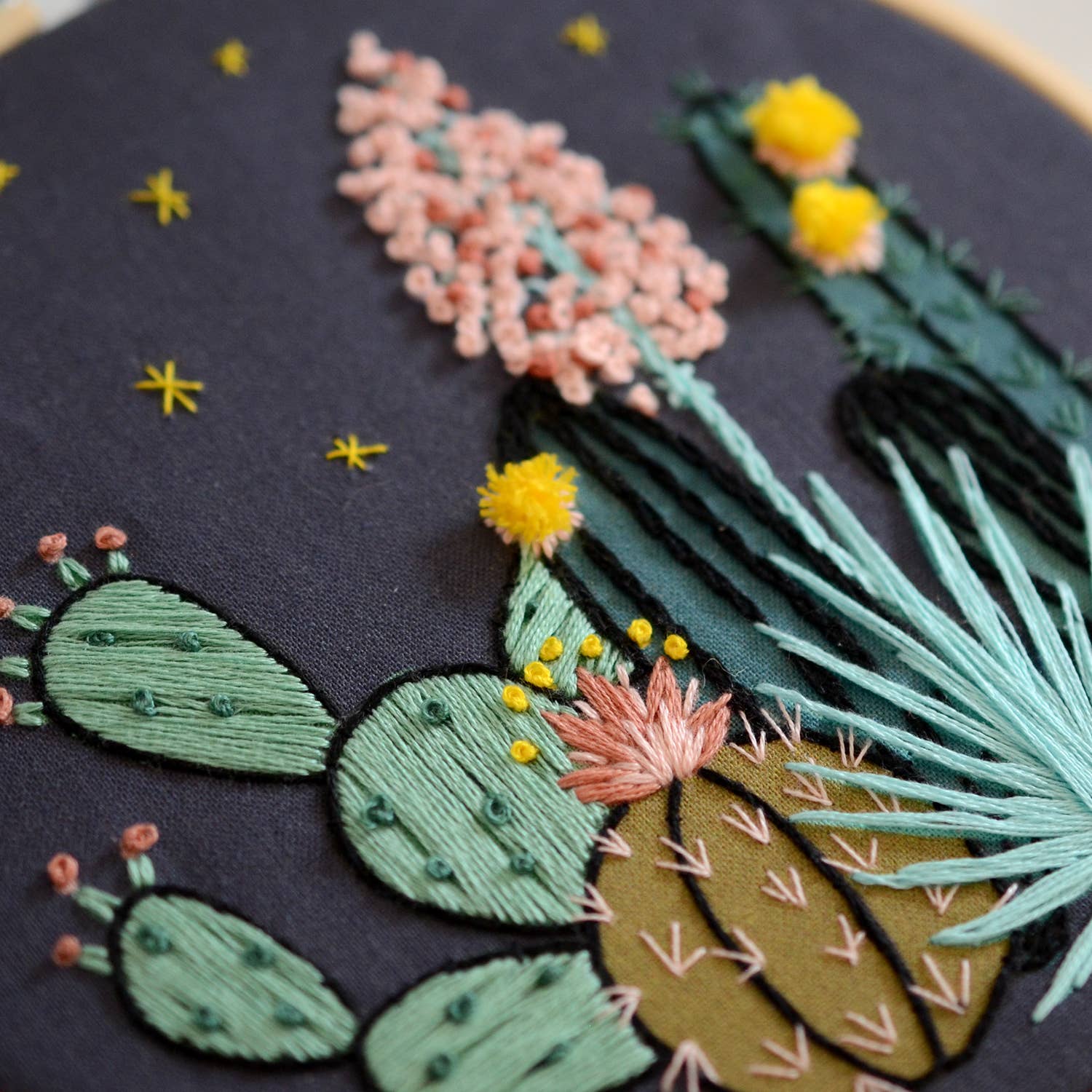 Night Cactus Premium Embroidery Kit - Bosc Paper Supply Co.