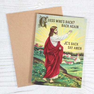 JC’s Back Say Amen Funny Easter Card