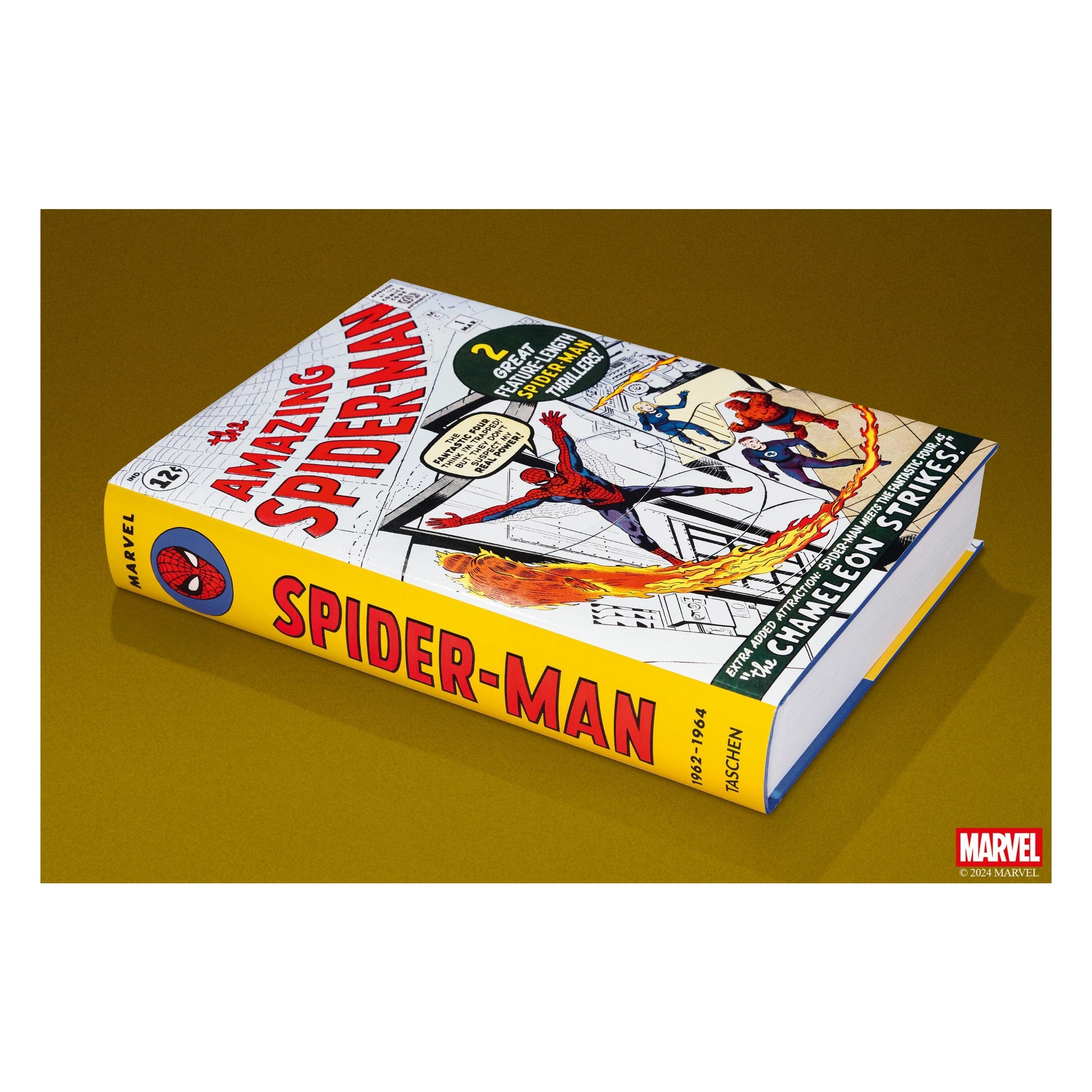 Spider-Man comic book on a brown background
