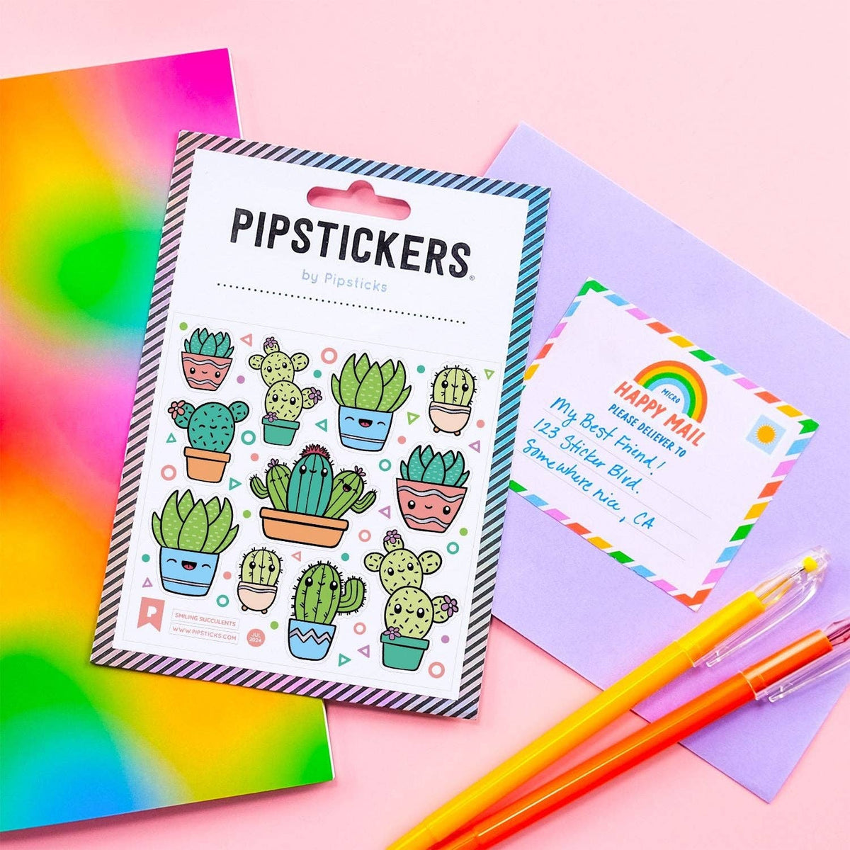 Smiling Succulents Holographic Sticker Sheet