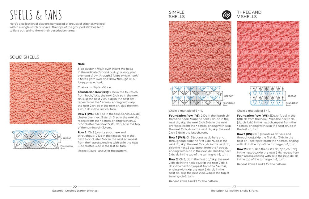 Essential Crochet Starter Stitches: Portable Stitch Companion: Solids, Shells & Fans, Openwork & Lace, and Simple Edgings