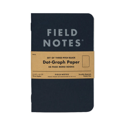 Pitch Black Memo Book - Dot-Graph Notebooks (3-Pack)