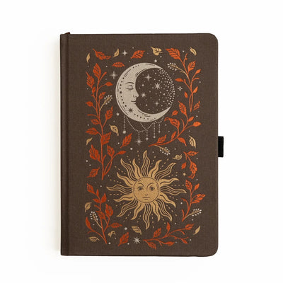Archer & Olive Harvest Moon A5 Dot Grid Notebook with brown celestial cover