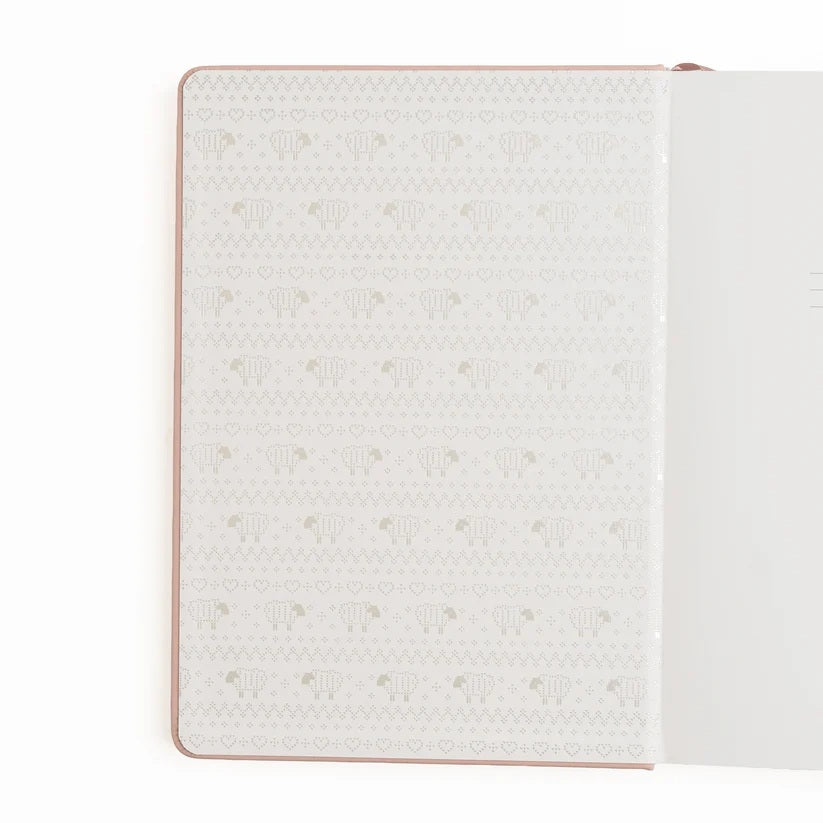 Homespun Notebook patterned inside cover and white pages