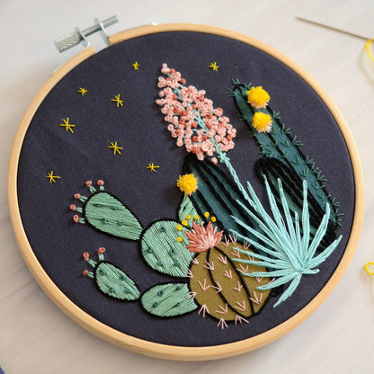 Night Cactus Premium Embroidery Kit - Bosc Paper Supply Co.