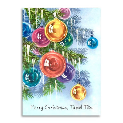 Merry Christmas Tinsel Tits Funny Holiday Card