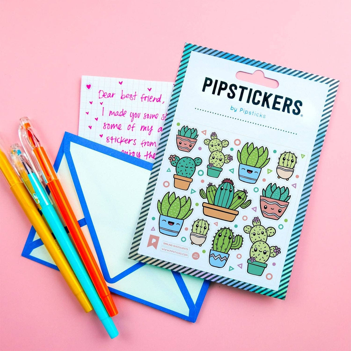 Smiling Succulents Holographic Sticker Sheet