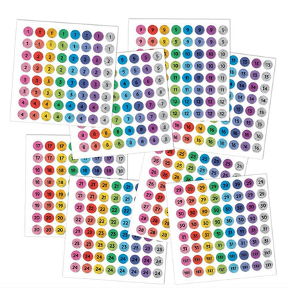 Rainbow Numbers (8ct) Stickers - Bosc Paper Supply Co.