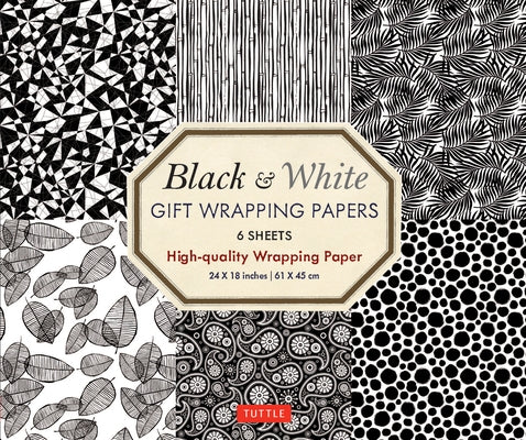 Black & White Gift Wrapping Papers - 6 Sheets: 24 X 18 Inch (61 X 45 CM) Wrapping Paper by Tuttle Studio