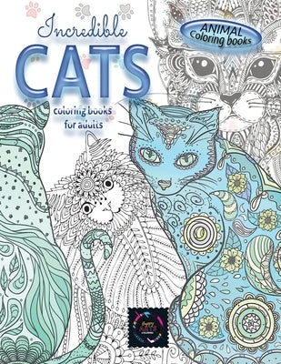 Animal coloring books INCREDIBLE CATS coloring books for adults.: Adult coloring book stress relieving animal designs, intricate designs by Coloring, Happy Arts